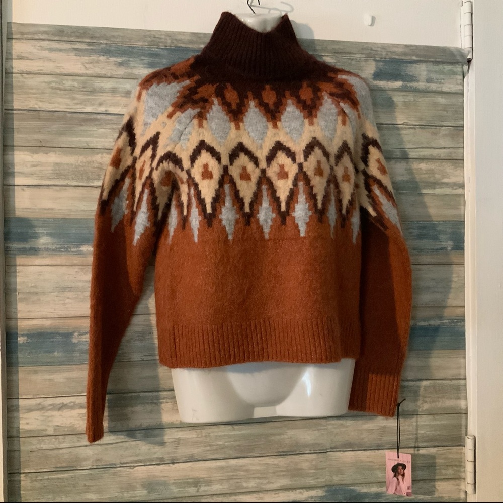 Sincerely Jules Argyle Sweater Alpaca Polyester Sz XS